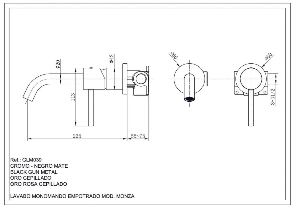 Imex – Monza rubinetto monocomando da lavabo incassato