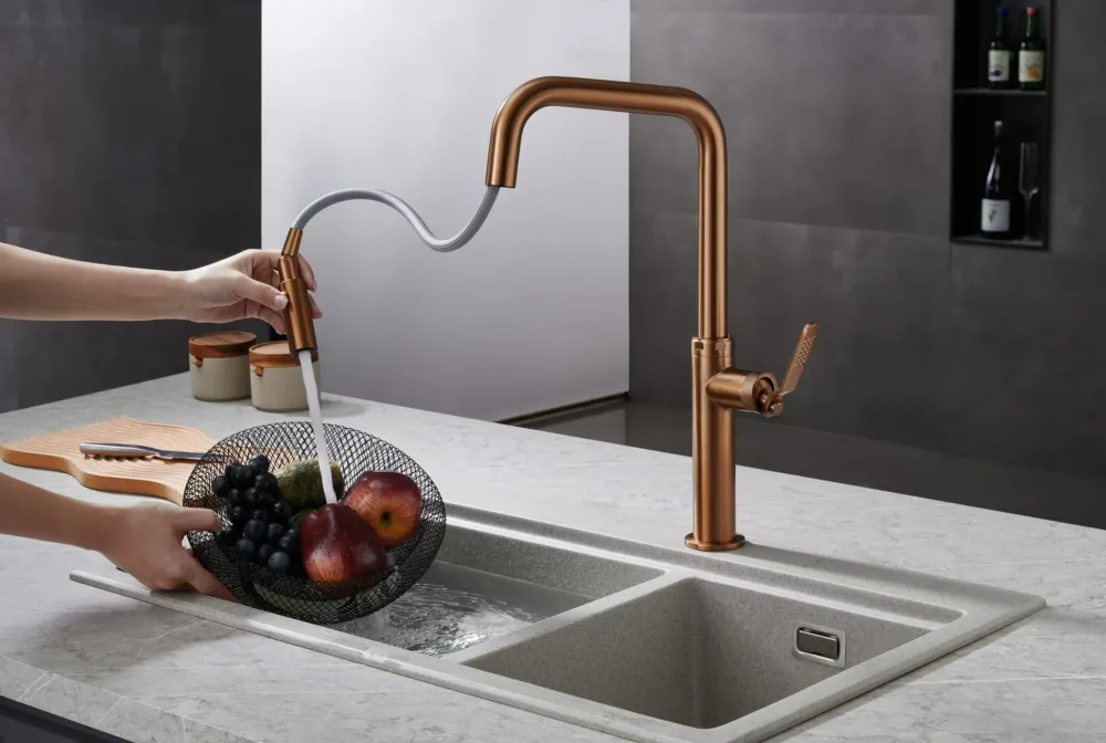 Imex - Rubinetto da cucina Niza oro rosa spazzolato