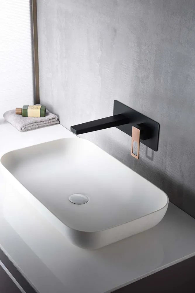 Imex – Rubinetto monocomando da lavabo incassato nero oro rosa