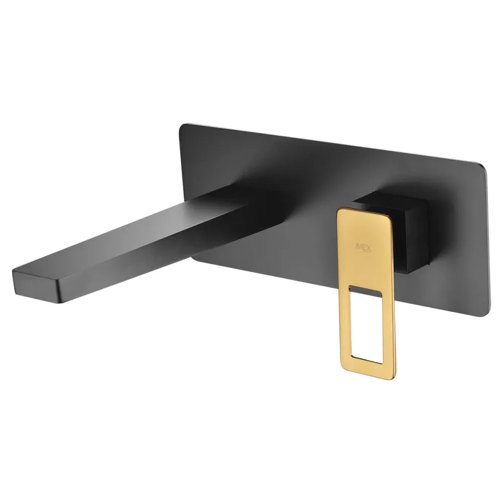 Imex – Rubinetto monocomando da lavabo incassato nero oro lucido