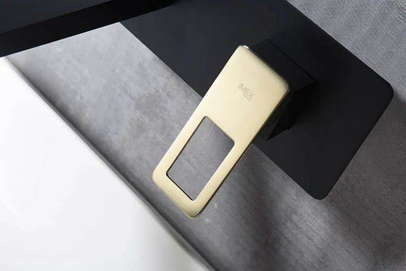 Imex – Rubinetto monocomando da lavabo incassato nero oro lucido