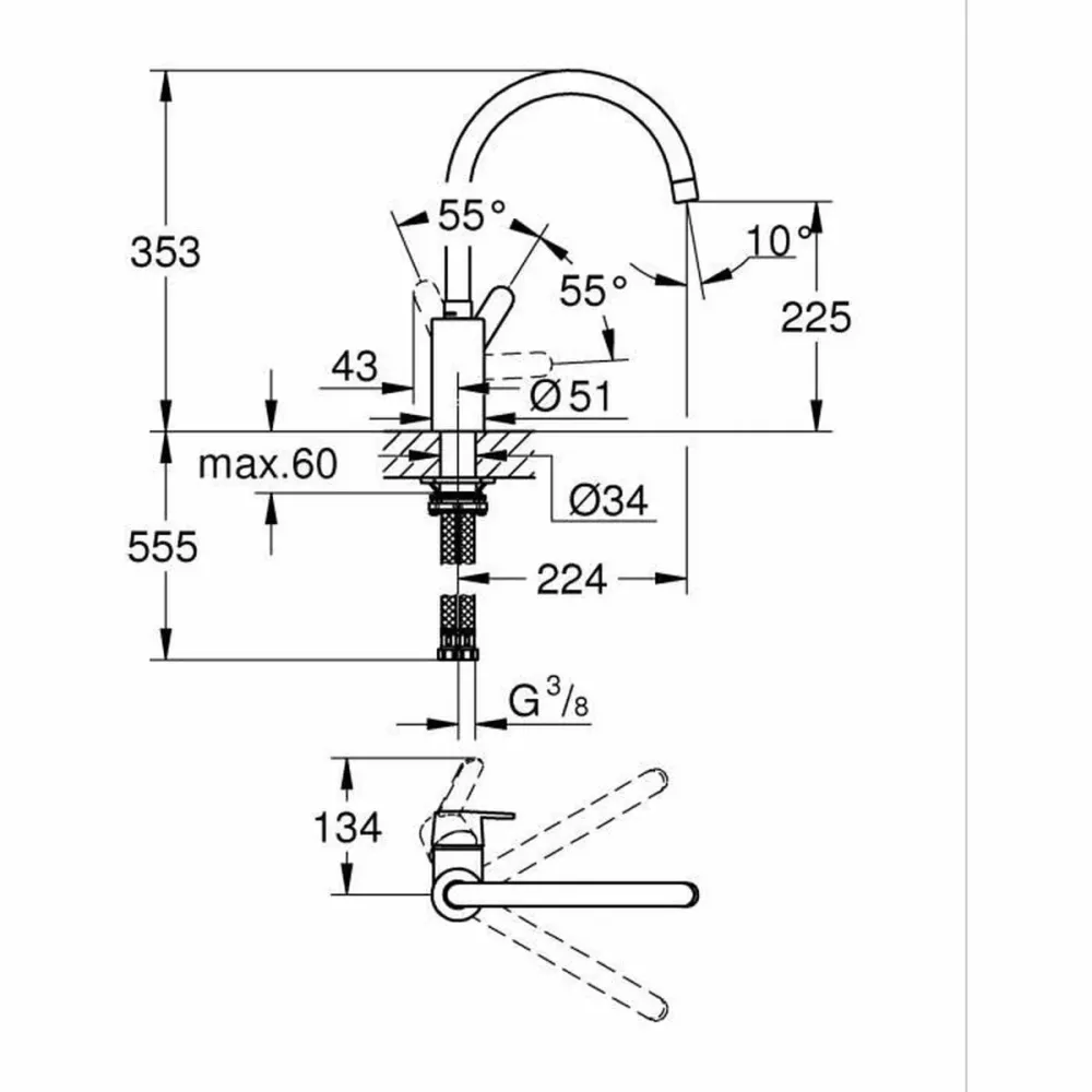 Kitchen Tap Grohe Get - 31494001 Forma C Metallo