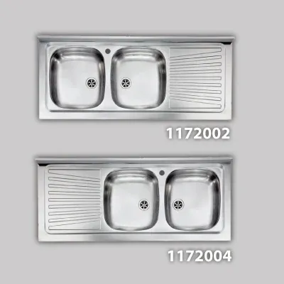 Lavello Inox 2 Vasche Da Appoggio 120 X 50 Dx