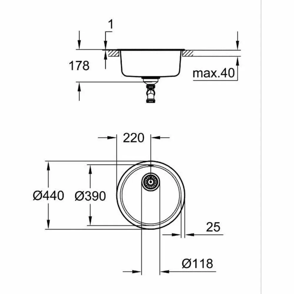 Lavello Una Vasca Grohe K200 Grigio