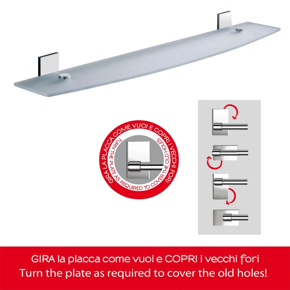 Mensola Vetro Temperato Maine 58 Cm - Cromato