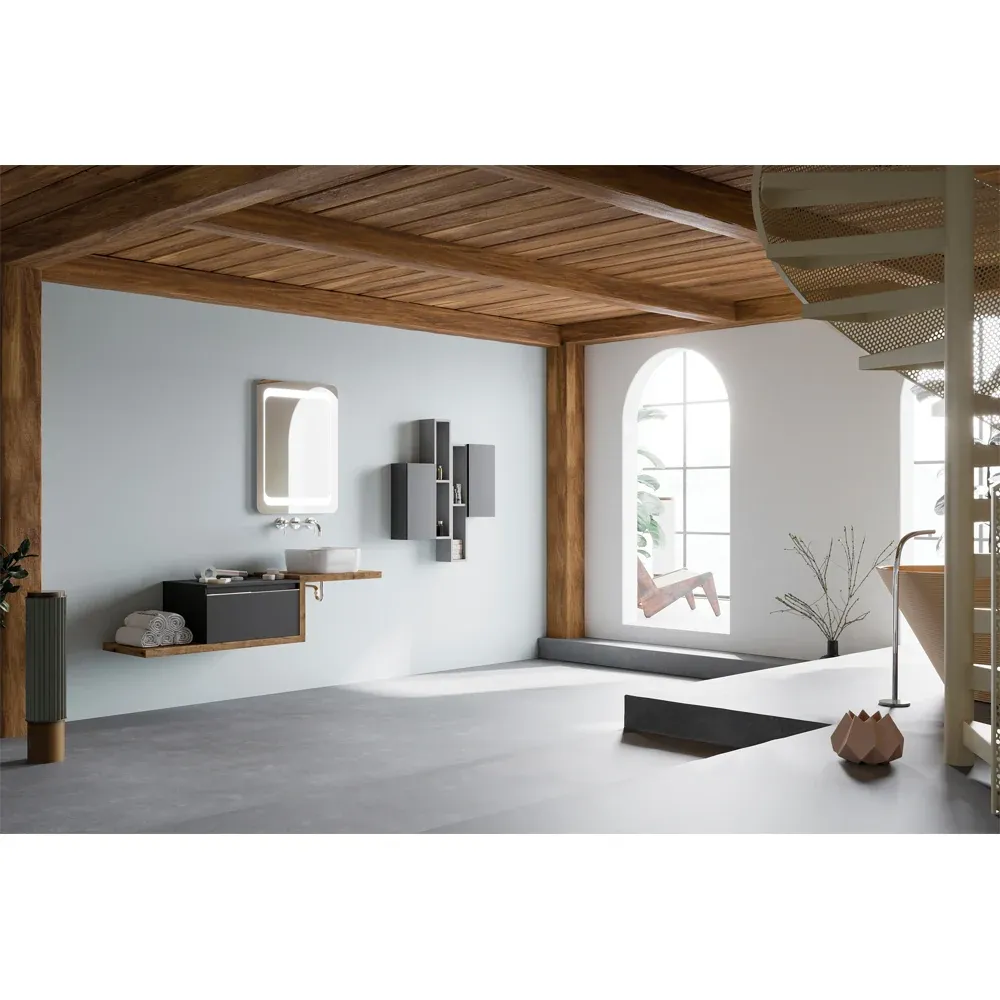 Mensolone 'Linea' Per Lavabo D'Appoggio Rovere Naturale Cm 80 L - 46 P - 3,8 H