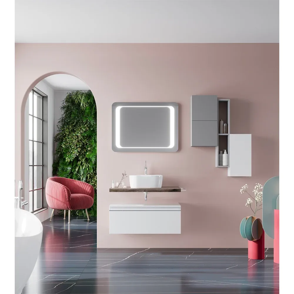 Mensolone 'Linea' Per Lavabo D'Appoggio Rovere Fossile Cm 120 L - 46 P - 3,8 H