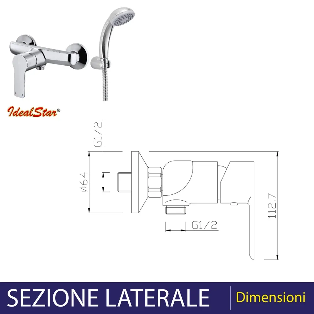 Miscelatore Doccia Esterno "Serie 3000" Cromo Ø35 Mm + Accessori Doccia