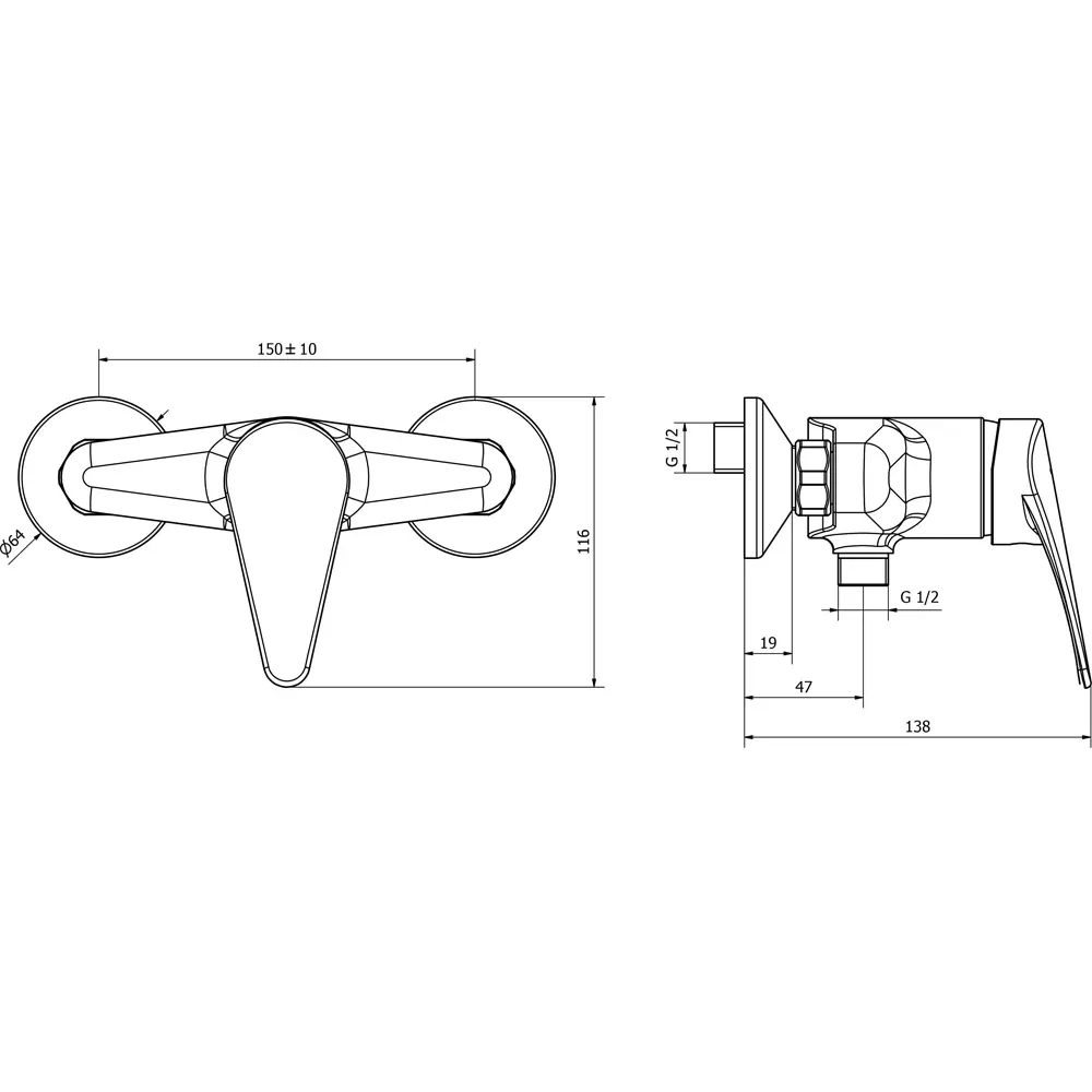 Miscelatore Doccia Esterno T-One S/Doccetta - Cromo