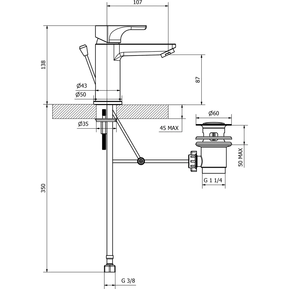 Miscelatore Lavabo Bing C/Scarico Aut. 1"1/4 - Cromo
