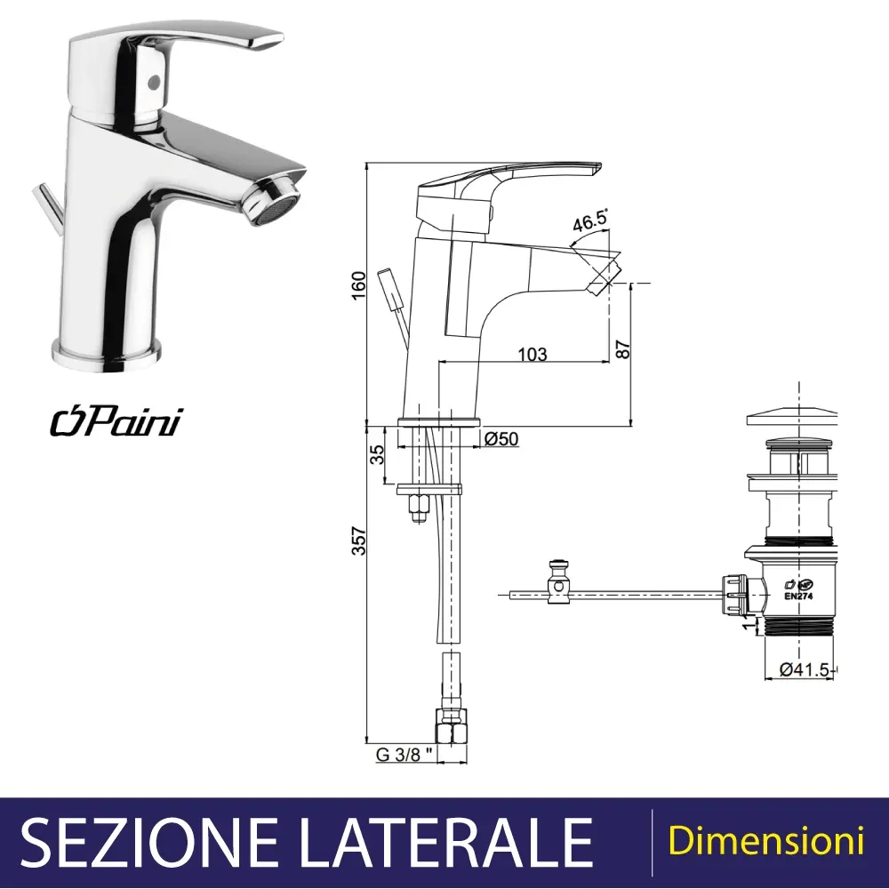 Miscelatore Lavabo 'New Berry' Scarico 1"1/4