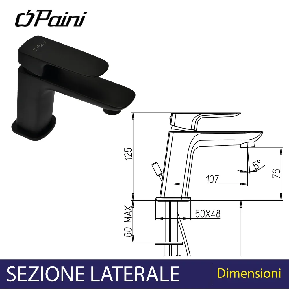 Miscelatore Lavabo "Nove" Nero Opaco