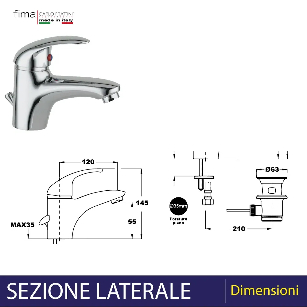 Miscelatore Lavabo 'Prima' Scarico 1"1/4