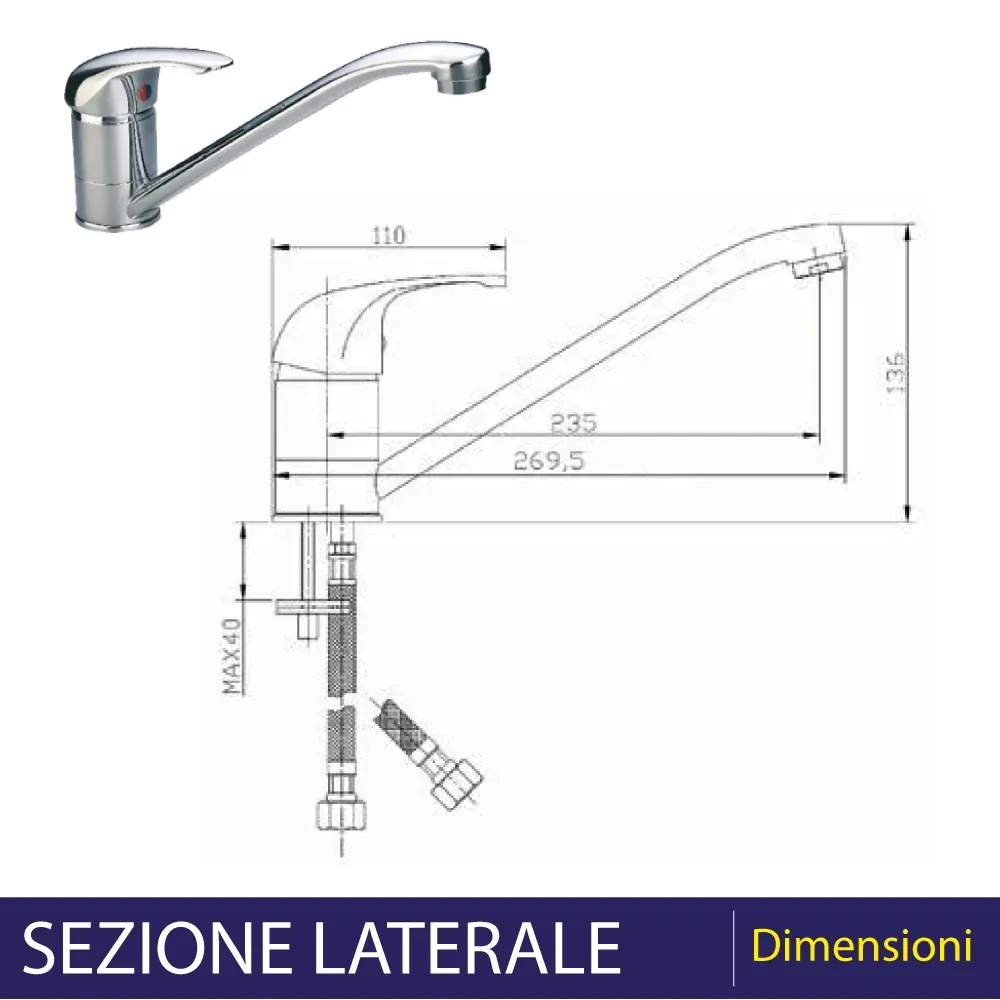 Miscelatore Lavello Canna Bassa Prince Cromo