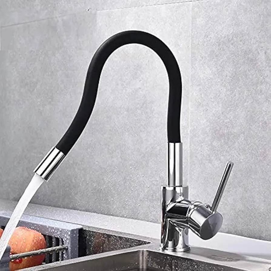 Miscelatore Lavello Canna Gomma Flessibile "Snake" Nero -