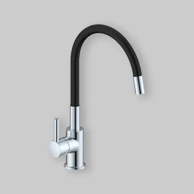 Miscelatore Lavello Canna Gomma Flessibile "Snake" Nero -