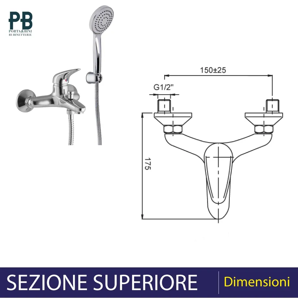 Miscelatore Vasca Esterno "Serie 18" Cromo + Set Doccia