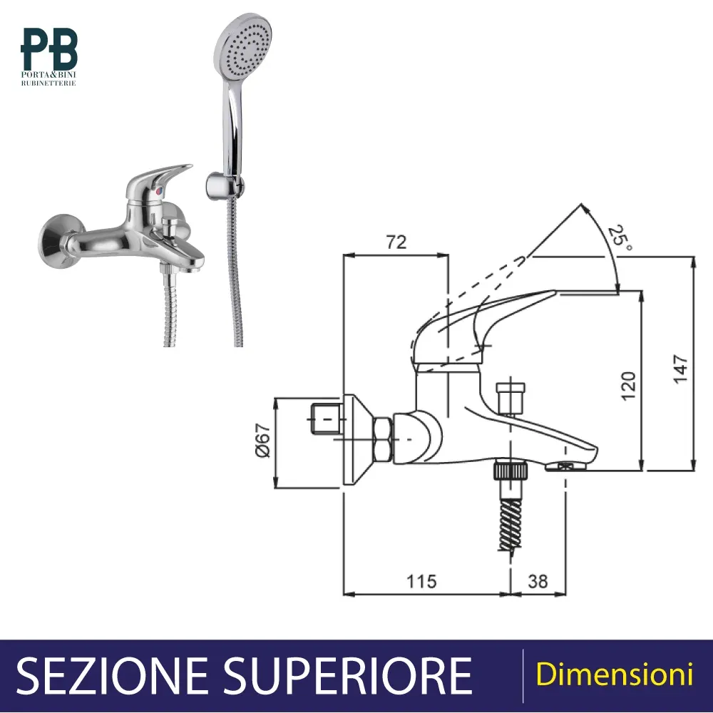 Miscelatore Vasca Esterno "Serie 18" Cromo + Set Doccia