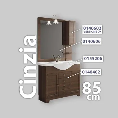 Mobile Da Bagno Cinzia 85 Arte Povera Specchiera 65 Cm