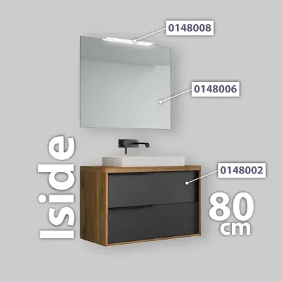 Mobile Da Bagno "Iside 80" Base 80 Cm Noce/ Grafite Opaco