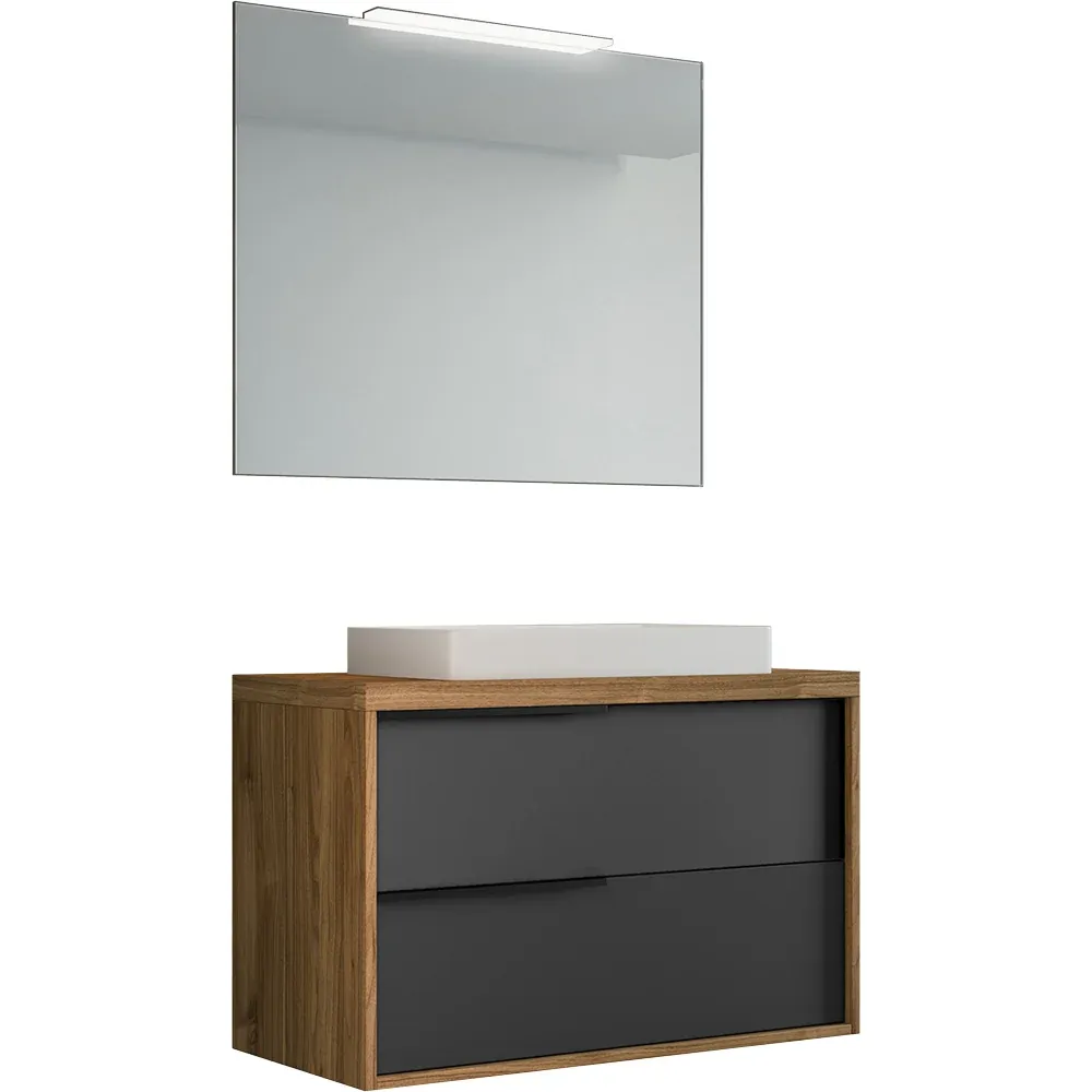 Mobile Da Bagno "Iside 80" Base 80 Cm Noce/ Grafite Opaco
