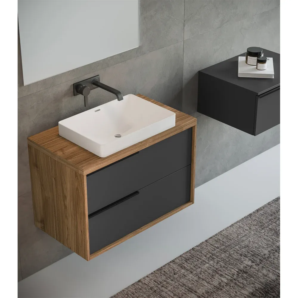 Mobile Da Bagno "Iside 80" Base 80 Cm Noce/ Grafite Opaco