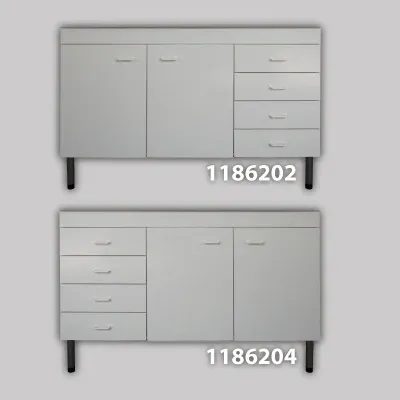 Mobile Sottolavello Bianco Con 4 Cassetti Per Lavello Inox 120 X 50 Dx