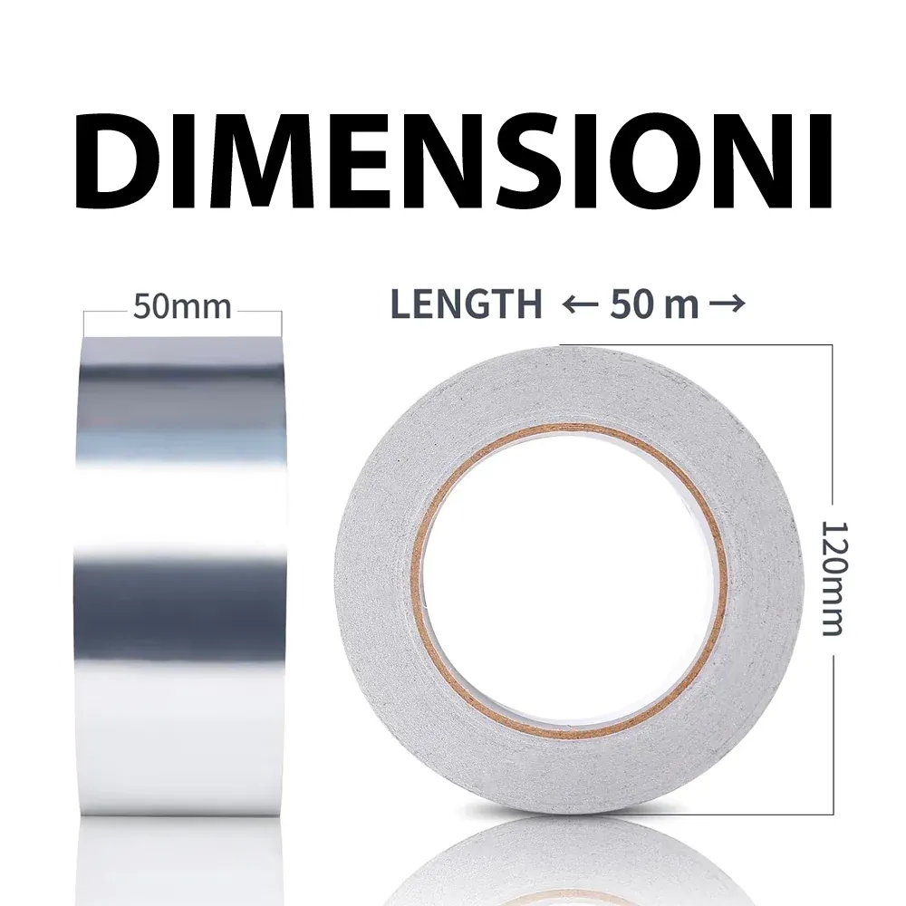 Nastro Adesivo Alluminio Ad Alta Resistenza H.50 Mm X 50 Mt