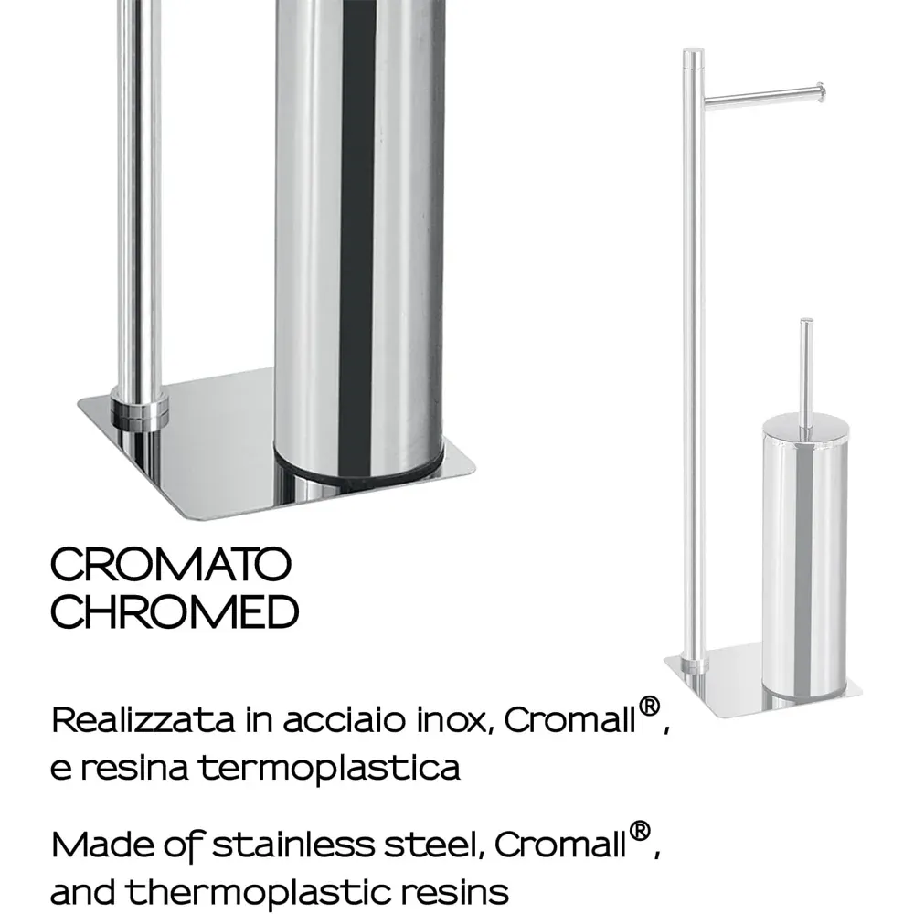 Piantana Con Portarotolo E Scopino Wc "Trilly" 16 X 17,1 X 66,7 Cm - Cromo