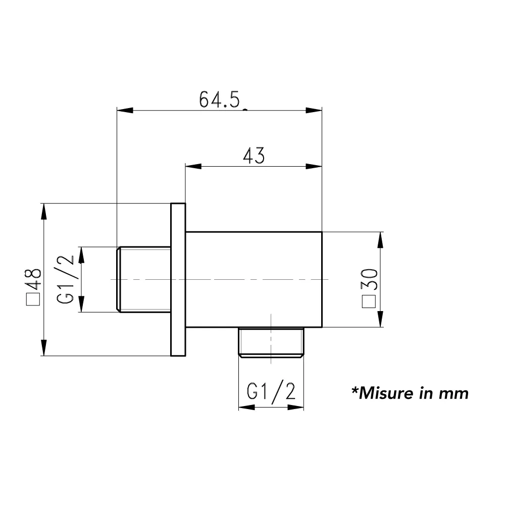 Presa Acqua Quadra Nero 1/2" - 1/2"