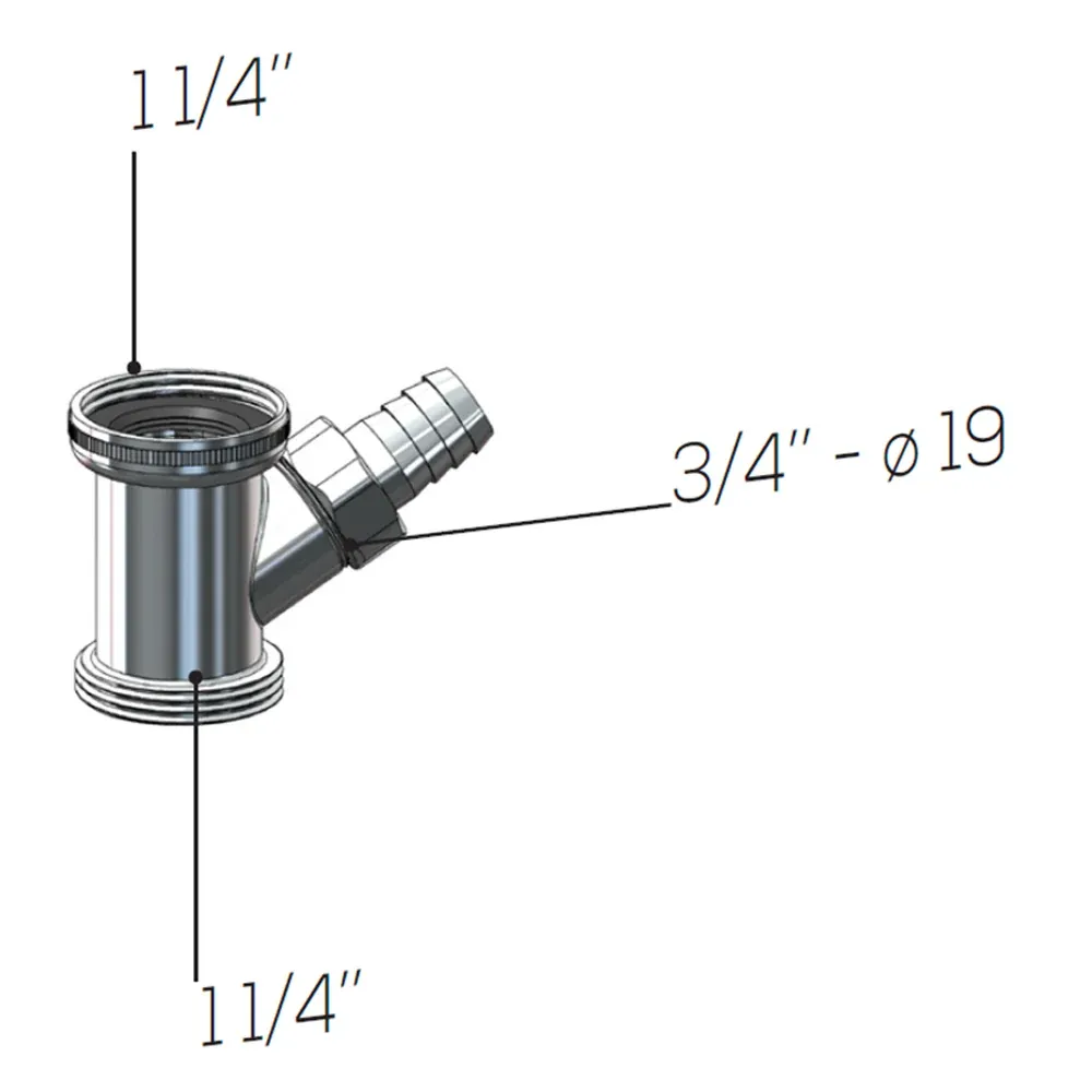 Raccordo M/F Con Attacco Lavatrice Ottone 1"1/4 X 1"1/4 X 3/4"-19