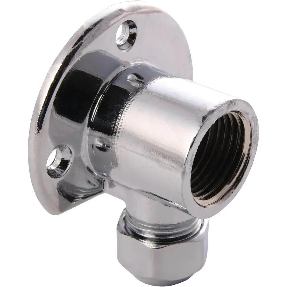 Raccordo Curvo Femmina Con Flangia Ottone Cromato 10 X 1/2"
