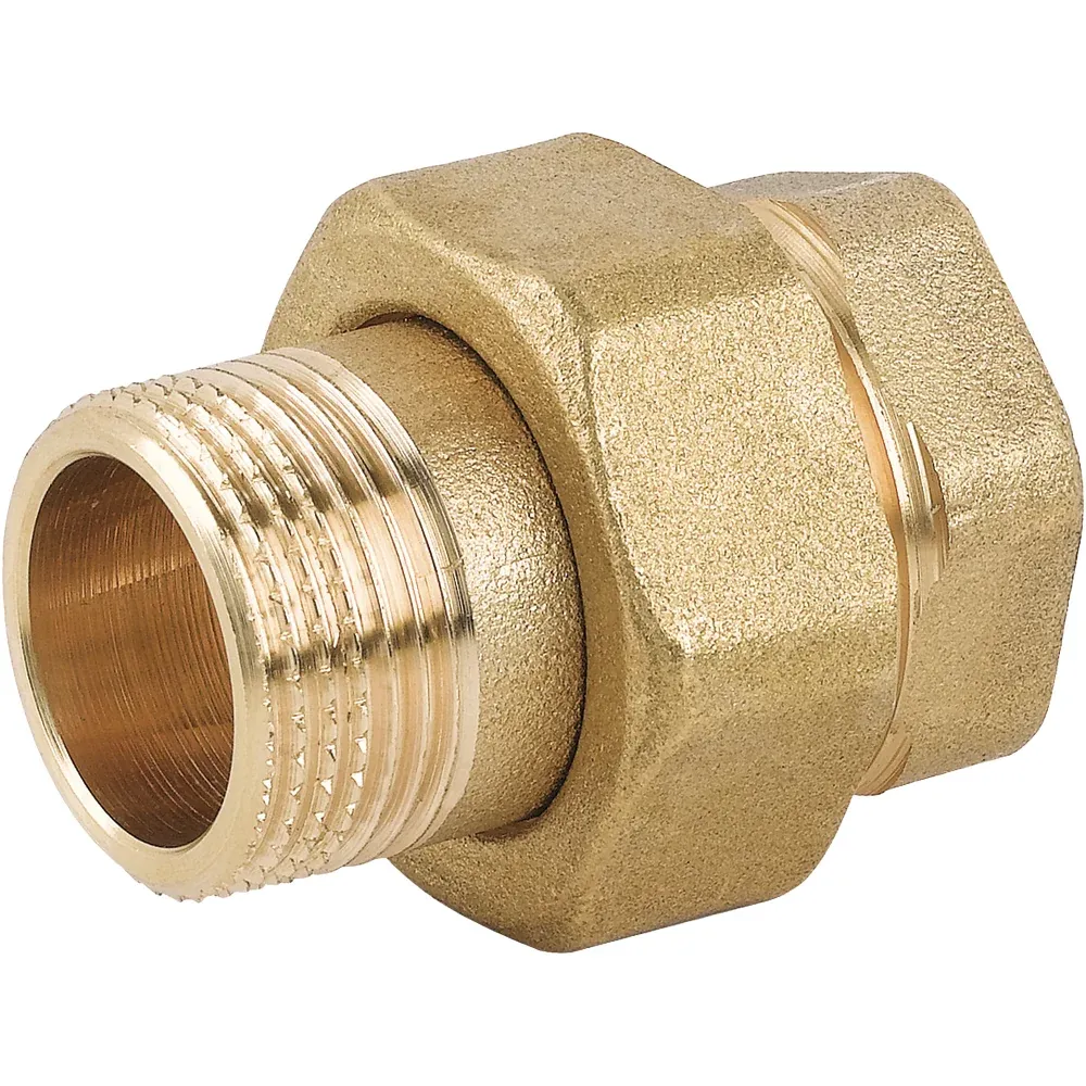 Raccordo Diritto 3 Pezzi M/F Sede Piana C/Guarnizione Ottone Giallo 1"1/2