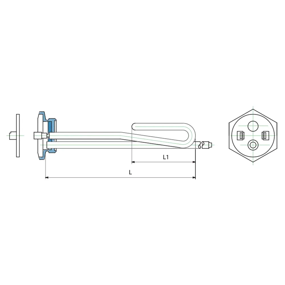 Resistenza Tappo Ricurva Senza Porta Anodo 1200 W Att. 1"1/4