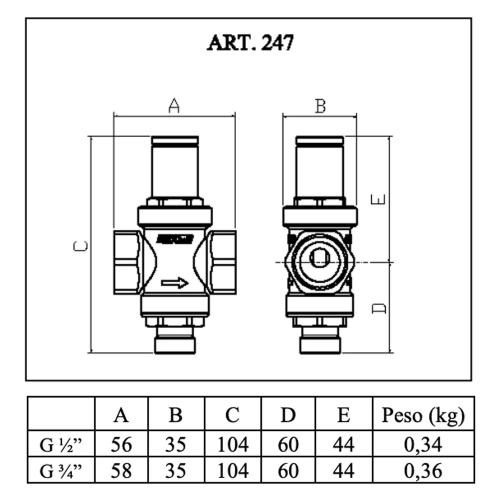 Riduttore Di Pressione Mignon Con Presa Manometro 3/4"
