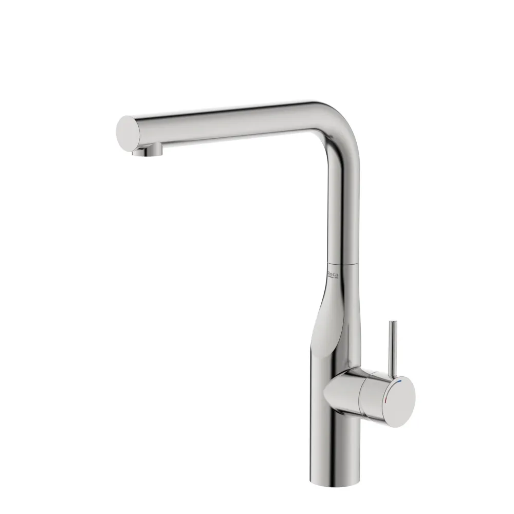 Roca - Glera rubinetteria da cucina con beccuccio dritto girevole, Cold Start, finitura acciaio inox A5A834DSM0.
