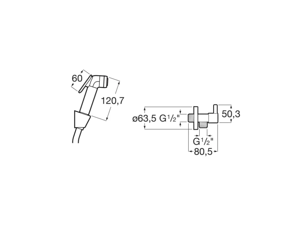 Roca - Kit doccia Bidé (1 output) Sii fresco con un tasto Step, ChromeB9M30C00 Chrome