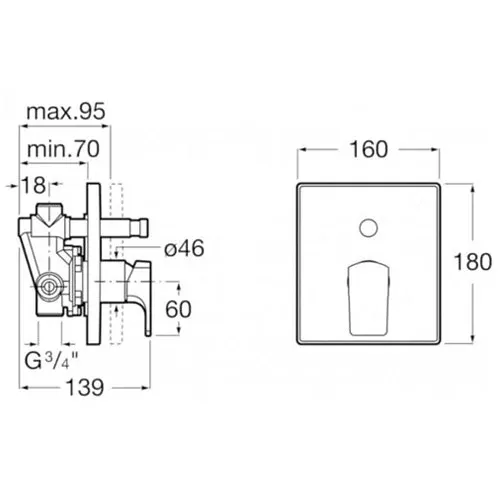 Roca - 1/2 "L90 A5A0B01C00 MONOMANDO MIXER di 1/2" L90