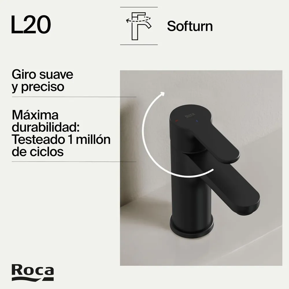 Roca - Lavare il rubinetto per corpo liscio L20 opaco A5A3K09NB0 NERO
