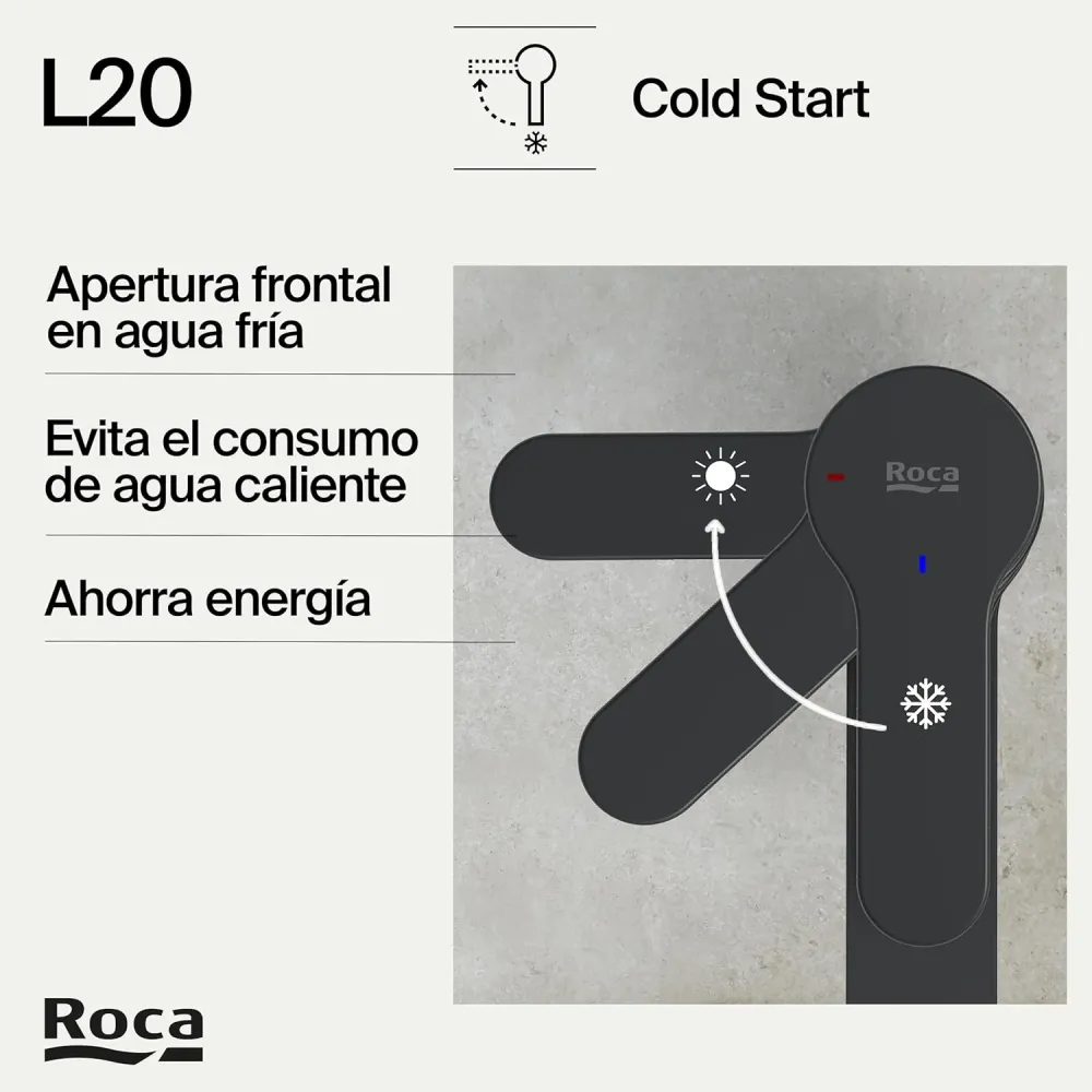 Roca - Lavare il rubinetto per corpo liscio L20 opaco A5A3K09NB0 NERO