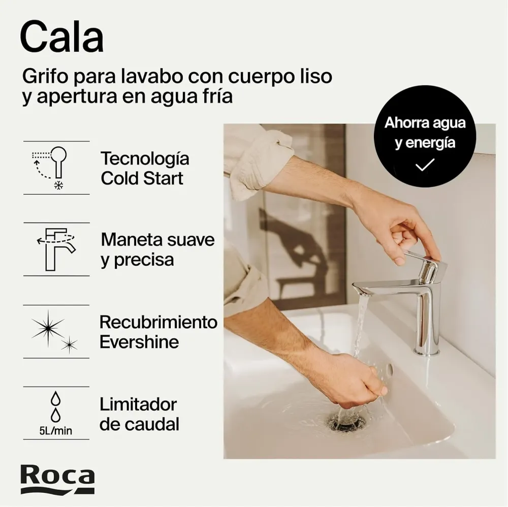 Roca - Miscelatore monocomando cromato per lavabo Cala A5A326EC00