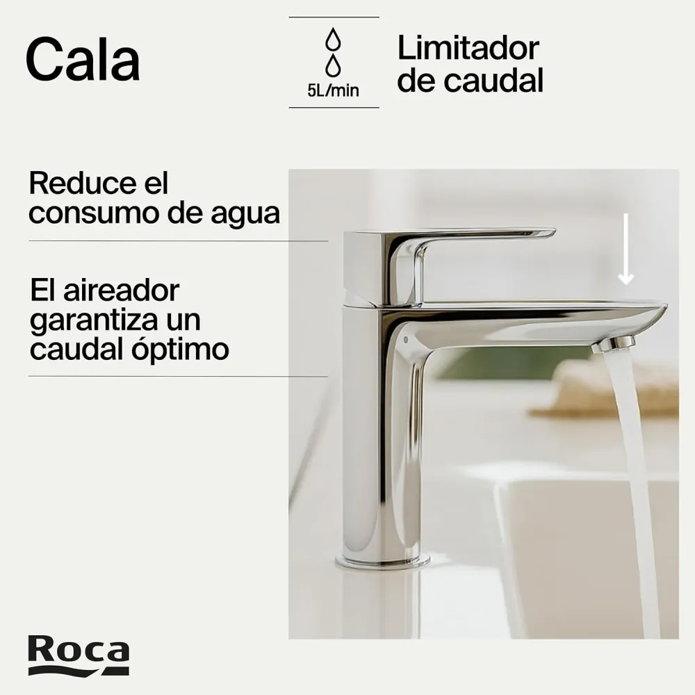Roca - Miscelatore monocomando cromato per lavabo Cala A5A326EC00