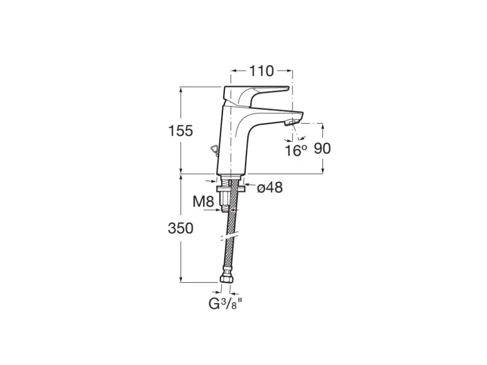 Roca - Miscelatore monocomando cromato per lavabo con catena, Cold Start Atlas A5A3190C00