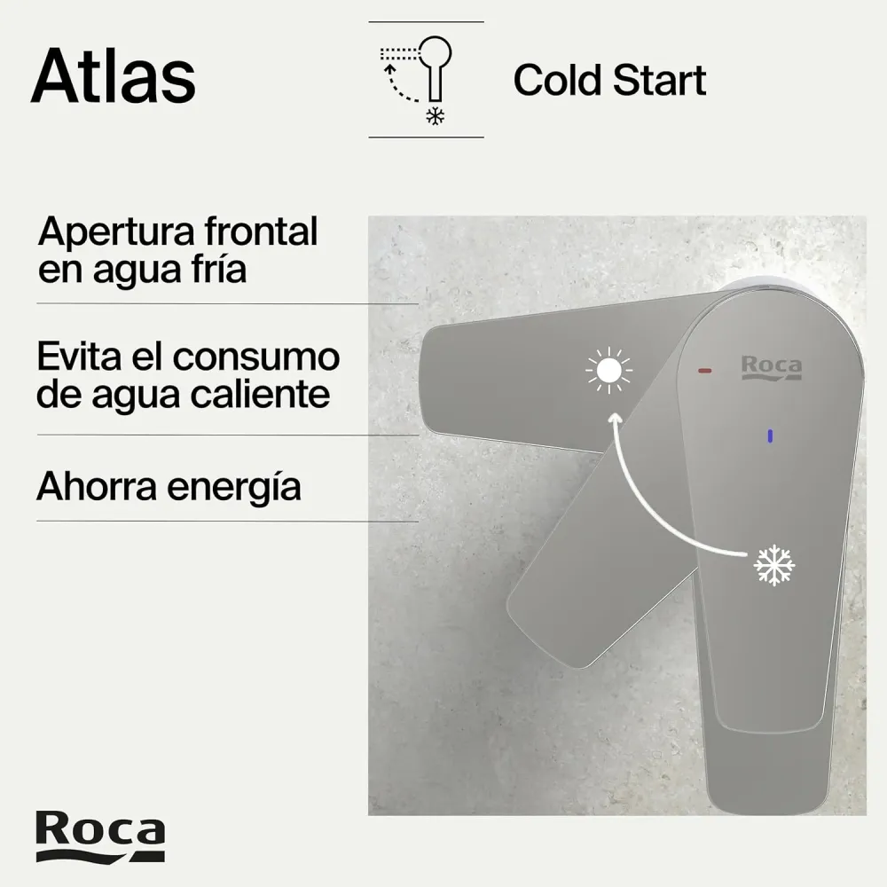 Roca - Miscelatore monocomando cromato per lavabo con corpo liscio Atlas A5A3290C00