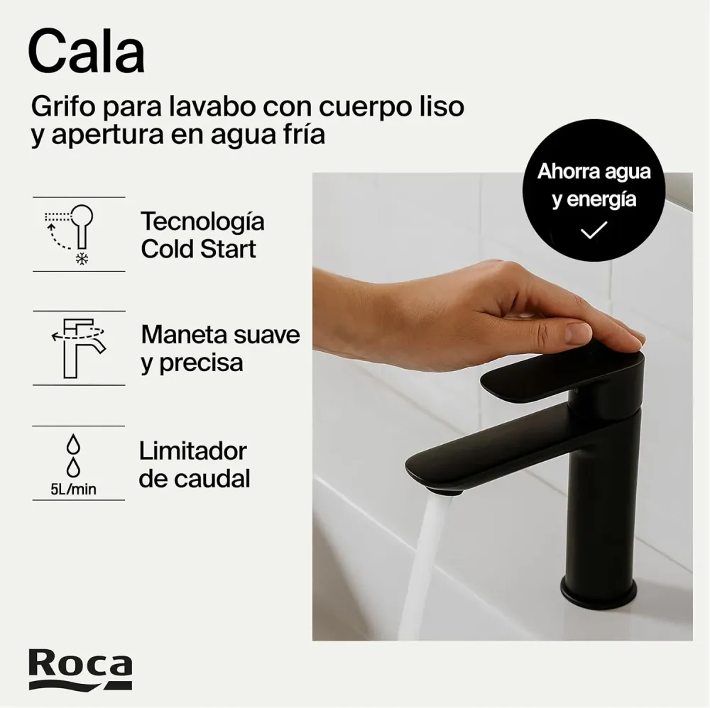 Roca - miscelazione di miscelazione per il lavandino con cala opaco A5A326enb0 Black Body
