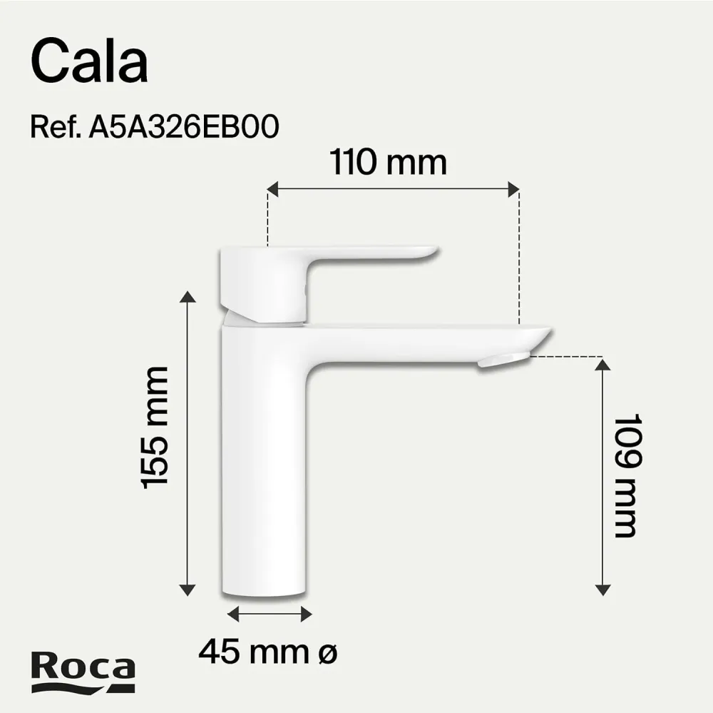 Roca - miscelazione di miscelazione per il lavandino con cala opaco A5A326EB00 BODY BIANCO