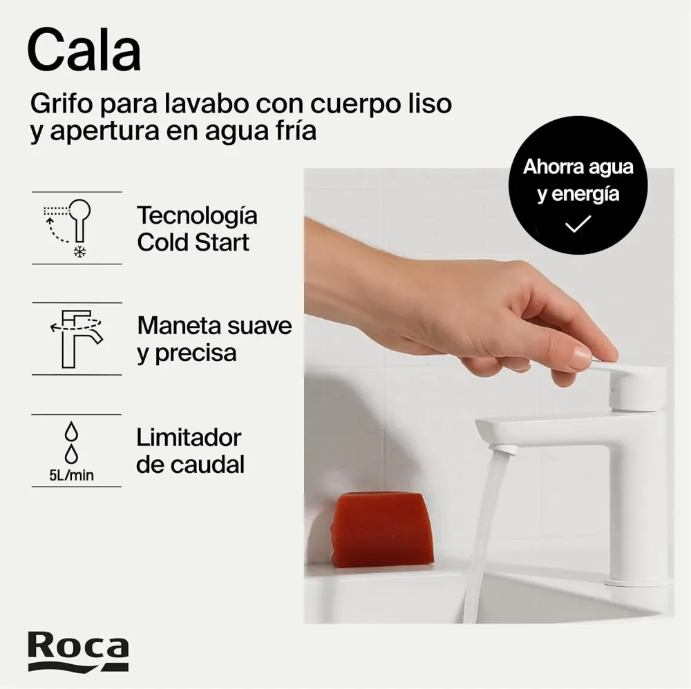 Roca - miscelazione di miscelazione per il lavandino con cala opaco A5A326EB00 BODY BIANCO