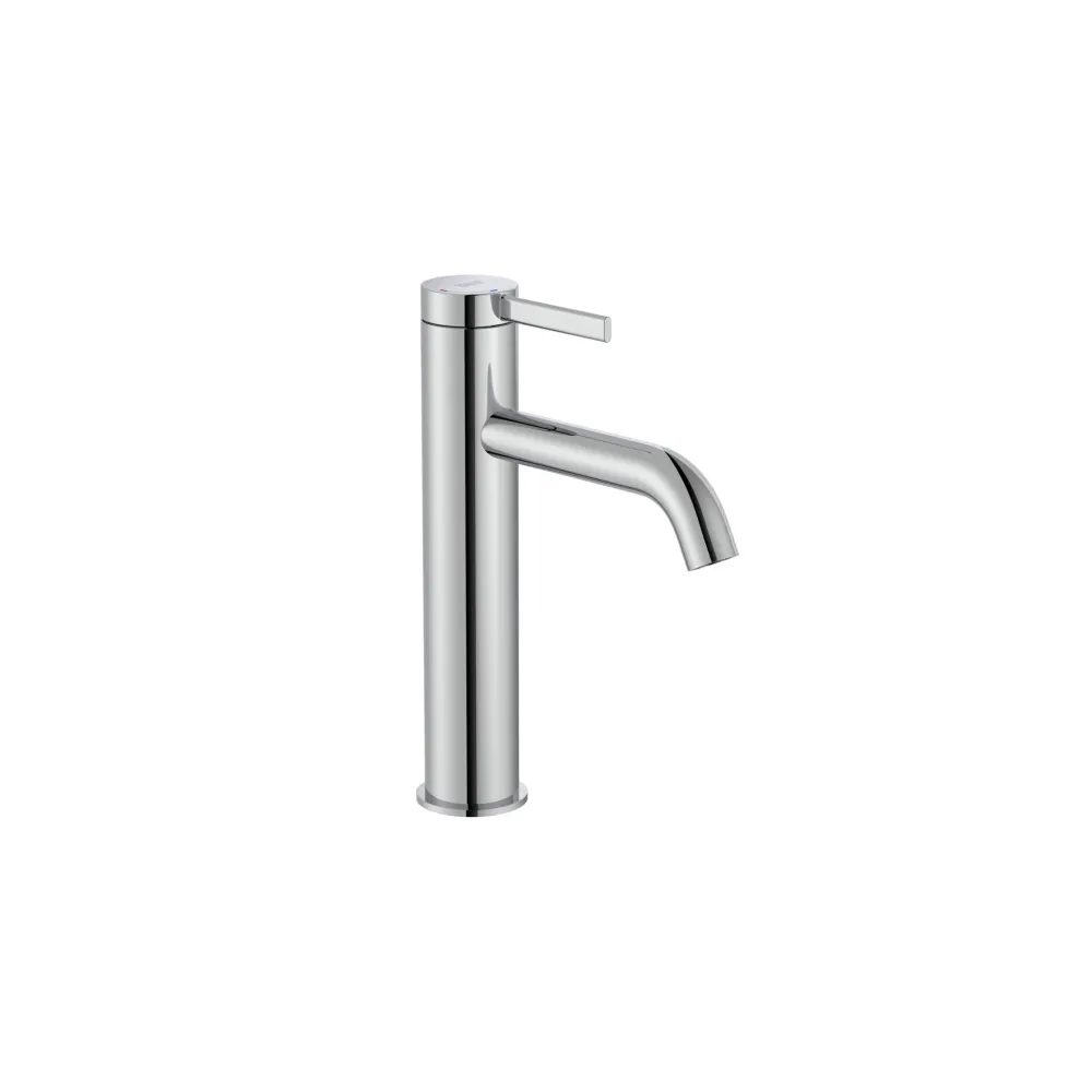 Roca - Mixer Monomanando per lavello con tubo mezzone, scarico di clic e corpo liscio, cromato A5A3C9EC00