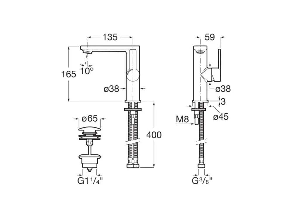 Roca - Piastra rubinetteria monocomando per lavabo cromata A5A325FC00