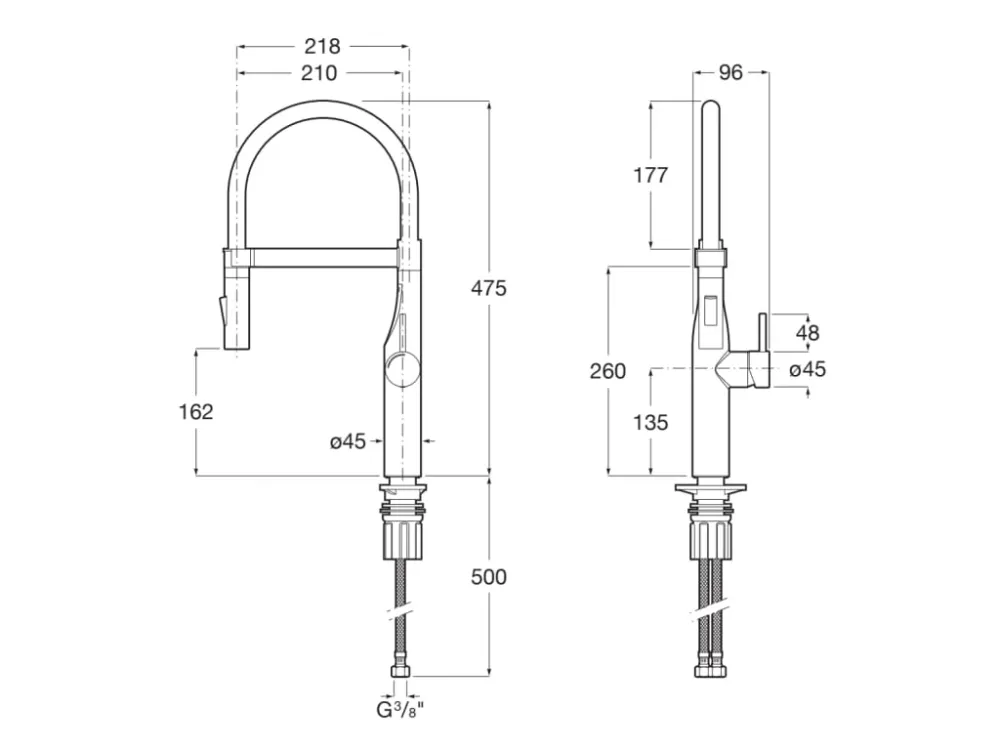 Roca - Pro - mixer monomanando per cucina con tubo rotante con molla e doccia rimovibile di due funzioni glara a5a8a4dc00
